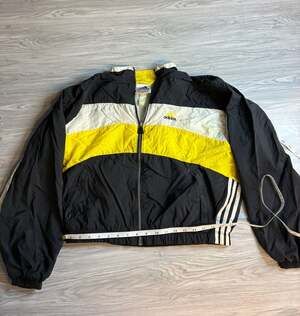 Vintage 90s Adidas Retro Yellow and Black Windbreaker